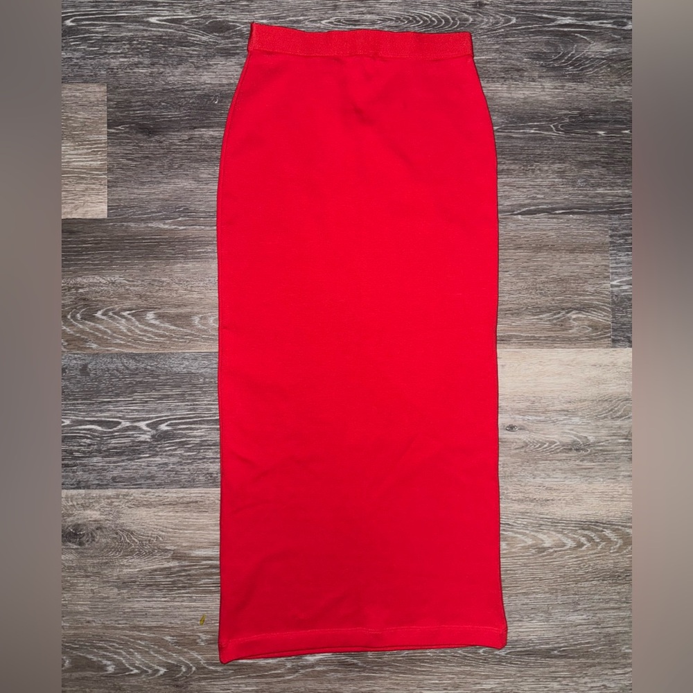 Zara Red Long Bodycon Maxi Skirt - Size Medium - Picture 2 of 5